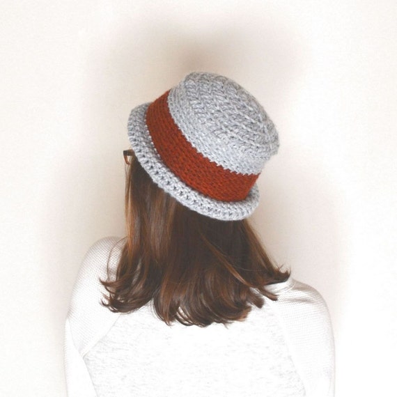 Pork Pie Rolled Brim Hat Handmade Chunky Crochet by theGoodShnit