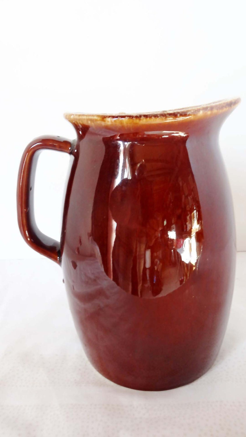 Hull Oven Proof USA Pottery Ewer/Water Pitcher Brown Home and