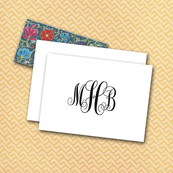 Classic Monogram Note Cards Personalized Traditional