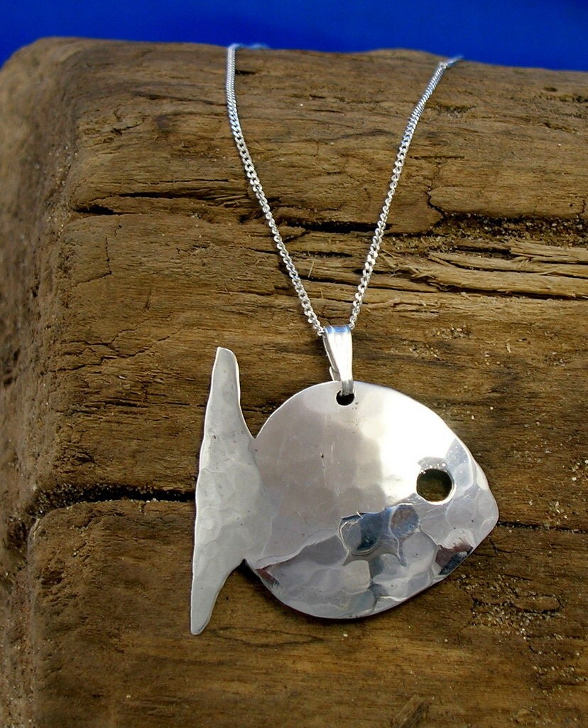 Fish Pendant Sterling Silver Fish Necklace Handmade Fish