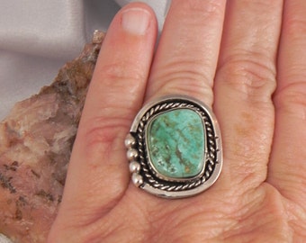 Wedding Band Ring Native American Navajo Indian Sterling Turquoise