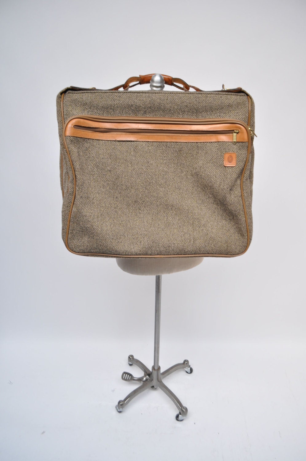HARTMANN vintage leather bag canvas GARMENT BAG travel luggage