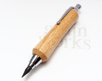 Handcrafted Artist / Workshop Sketch Pencil - American Red Oak with Chrome Accents (5.6mm Lead)