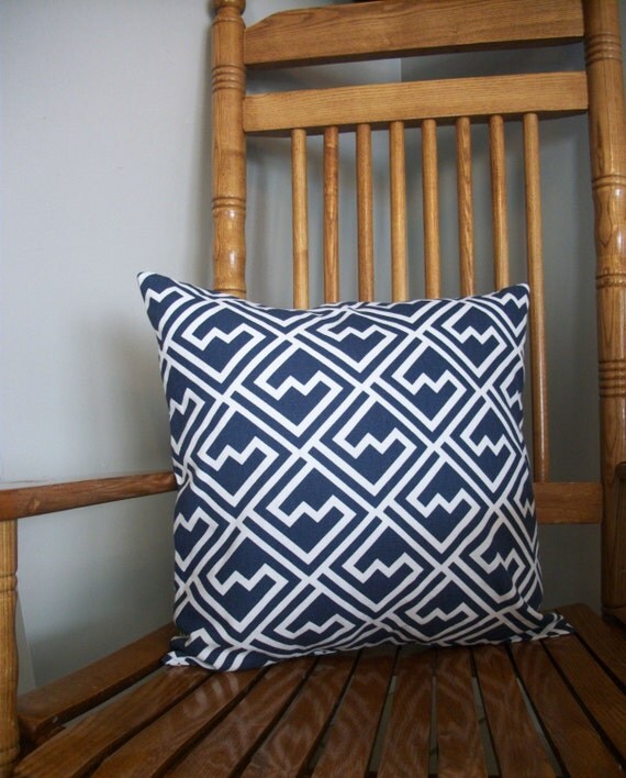 Decorative Pillow Cover Navy & Cream by krystalsmith on Etsy