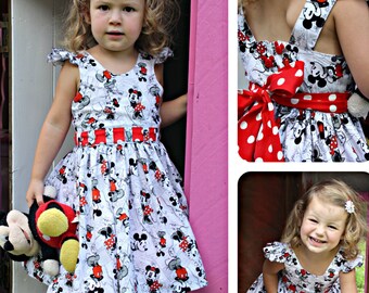 Bow Peep Party Dress PDF Sewing Pattern by Ainslee Fox for little girls size 1-12