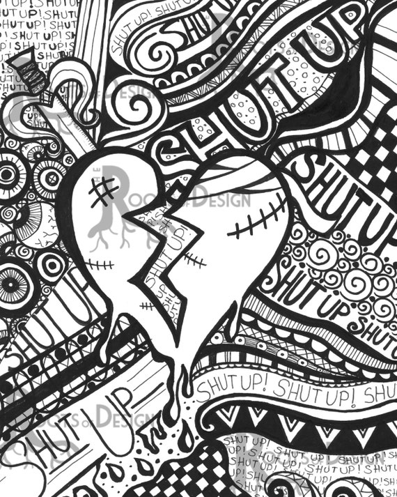 INSTANT DOWNLOAD Coloring Page Broken Heart / by RootsDesign