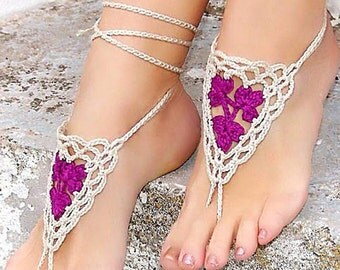 Black Crochet Barefoot Sandals Nude Shoes Foot Jewelry