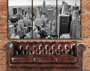 New York Skyline in B&W Canvas Art - New York Empire State, New York Canvas, New York Poster, New York Photo, Large Wall art