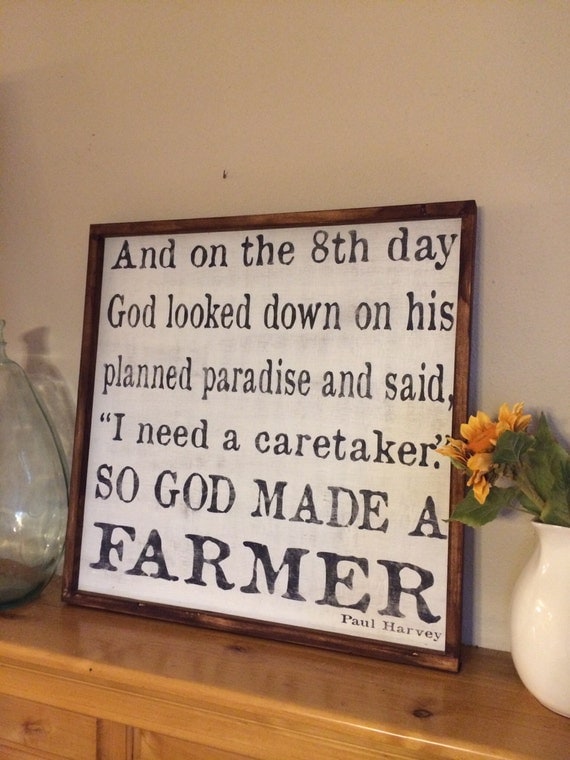 So God Made A Farmer -24x24 wood sign - Great Christmas gift for the Farmer