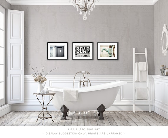 Bathroom Decor Set of 3 Photographs or Canvas Set Bathroom