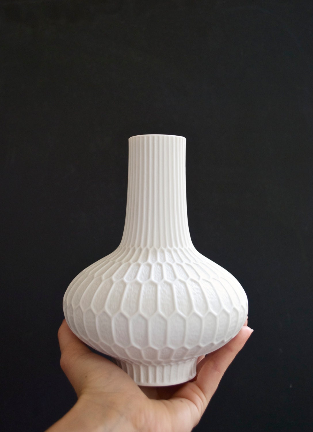 Mid Century Semi Matte White Porcelain Vase by Fürstenburg