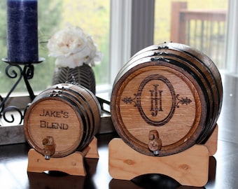 Rustic Whiskey Barrel: 1, 2, 3, 5 or 20 liter Oak Barrel - Personalized Groomsmen Gift, Christmas, Father's Day, Dad, Men's Gifts