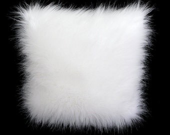 Decorative Pillow case, White color faux Fur fabric Throw pillow case, fits 16" x 16" insert, Toss pillow case, Cushion case.