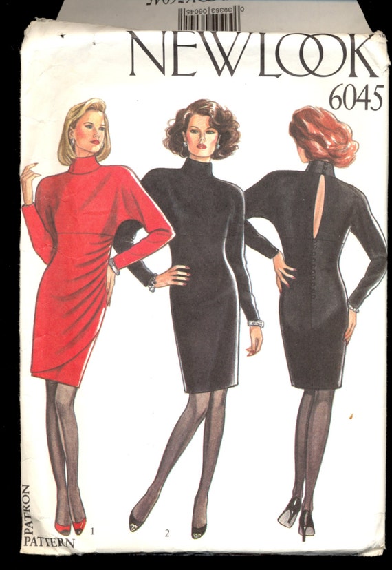 1990's Women's Dress Pattern, New Look 6045 Sewing Pattern, Size 8-18