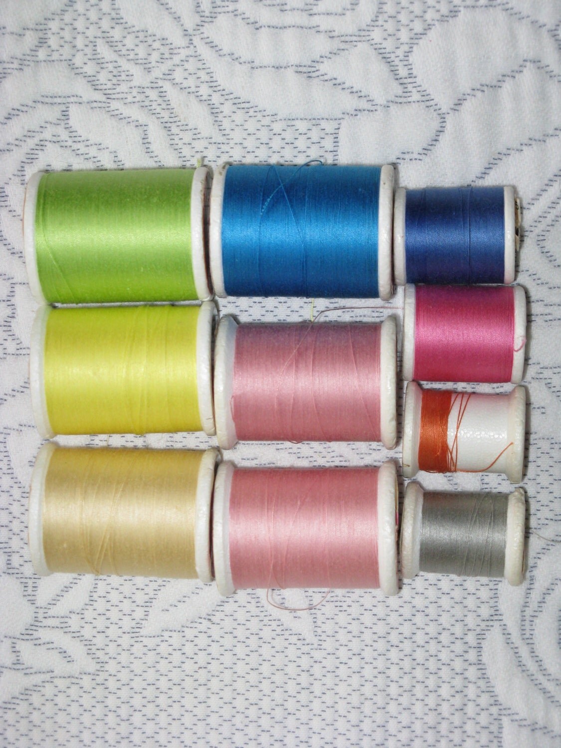 Vintage Sewing Thread 10 Spools Mercerized Cotton Talon Mixed