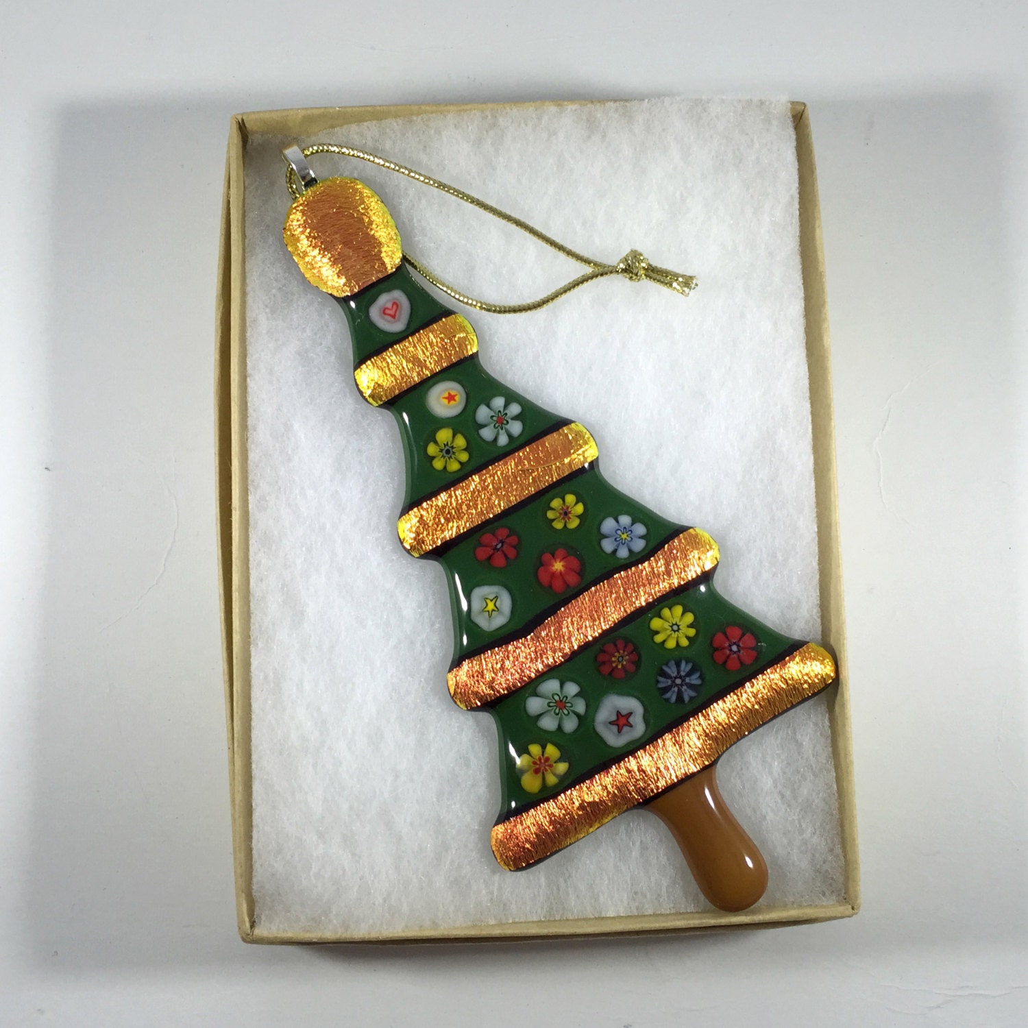 Fused Glass Christmas Ornament Christmas Tree by LazyDogArts