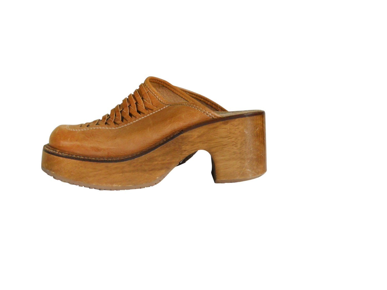 Boho Shoe Platform Sandal Wood Heel 90s by SecondhandObsession Boho Shoe Platform Sandal Wood Heel 90s by SecondhandObsession