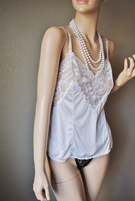Vintage White Sheer Lace Top Camisole By By Vintagerosebudboutiq