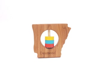 Arkansas State Rattle™ - Modern Wooden Baby Toy - Organic and Natural