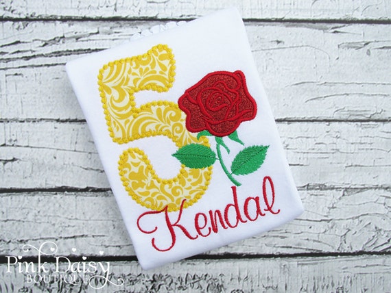 Beauty and the Beast Birthday Shirt - Rose Birthday Shirt - Red and Yellow - Red Rose - Princess - First Birthday Shirt - Be Our Guest Il_570xn