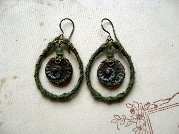 Boho Gypsy Hoop Earrings Mixed Media Earrings Yarn Wrapped   Il 570xN.697269842 F72x 