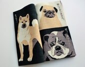 Dog fabric Japanese tenugui book, dog tenugui fabric, japanese furoshiki fabric, kawaii fabric,Tenugui, kimono fabric, yukata
