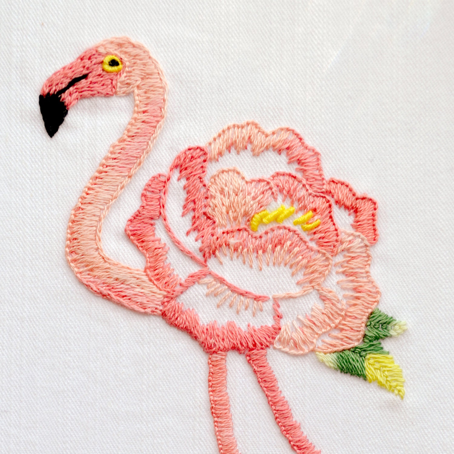 Flamingo Embroidery pattern Embroidery Art Tropical