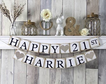 21st birthday banner, happy birthday banner, personalized birthday banner