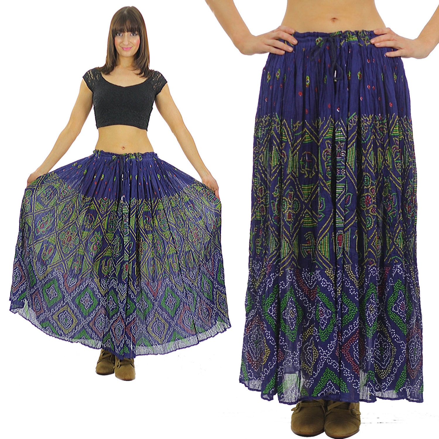 boho hippie maxi skirt