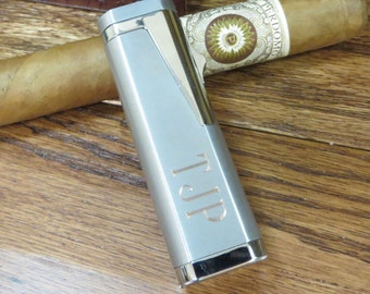 Silver Butane Cigar Lighter- Personalized- Mens Gift- Groomsmen