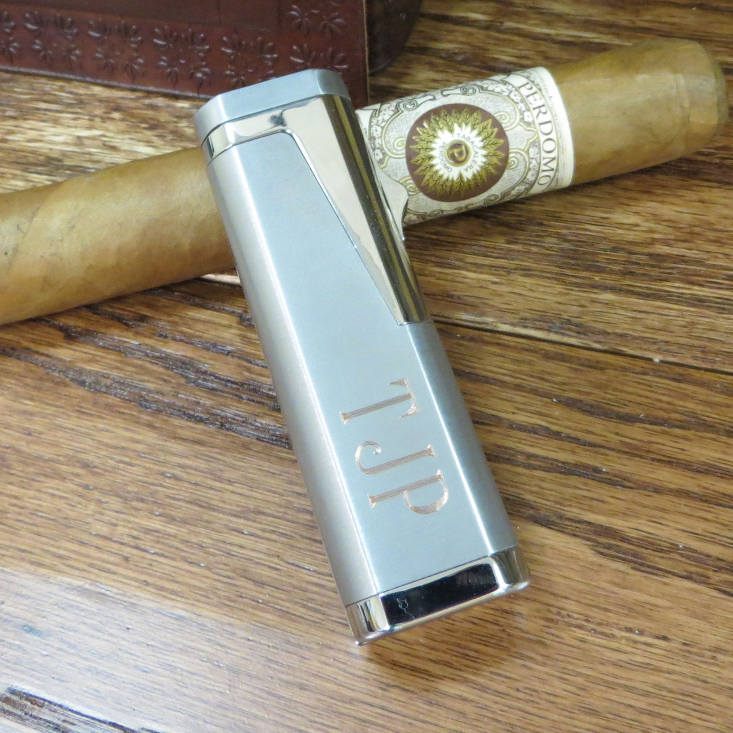 Silver Butane Cigar Lighter Personalized Mens Gift