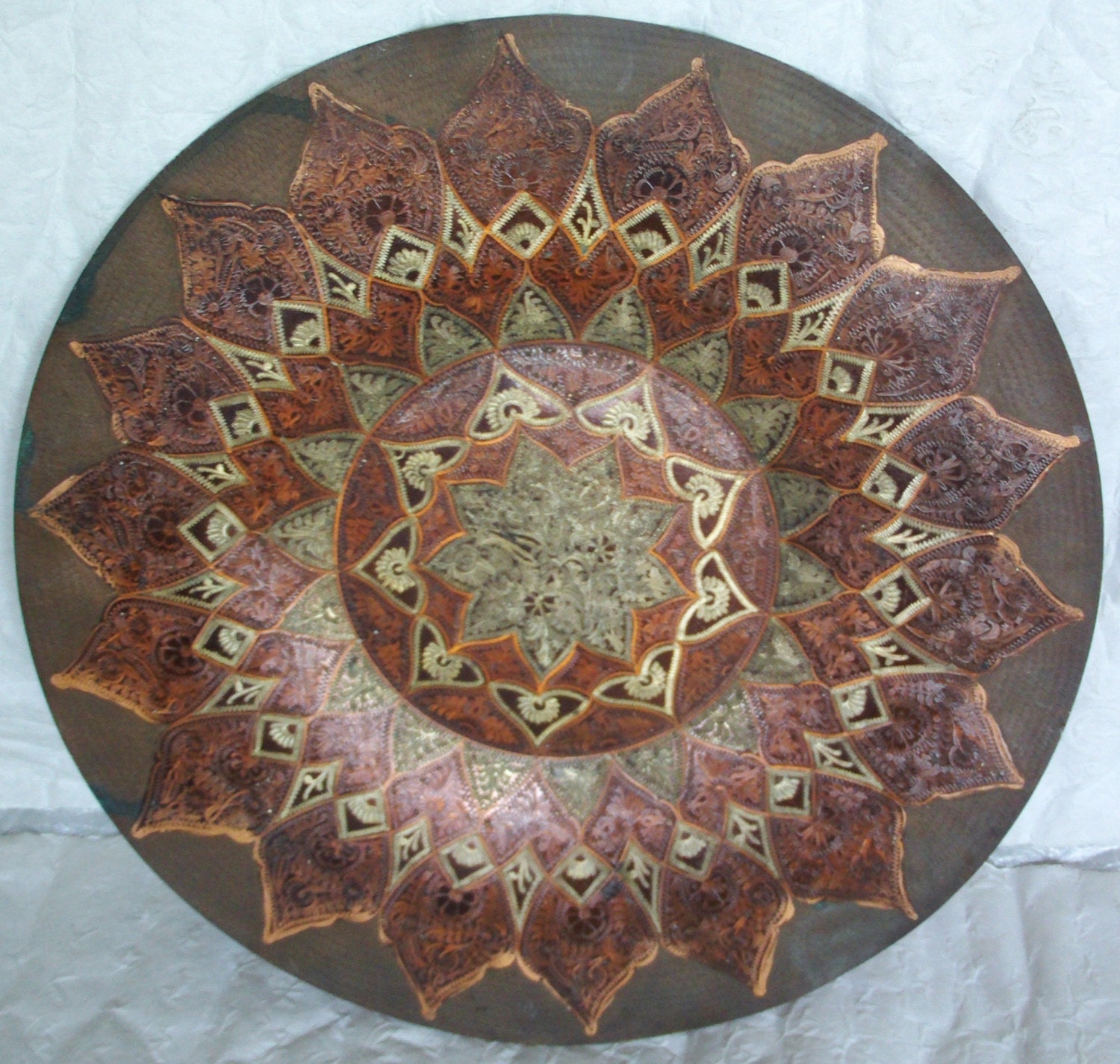 Vintage ETCHED copper plate WALL HANGING home decor 13