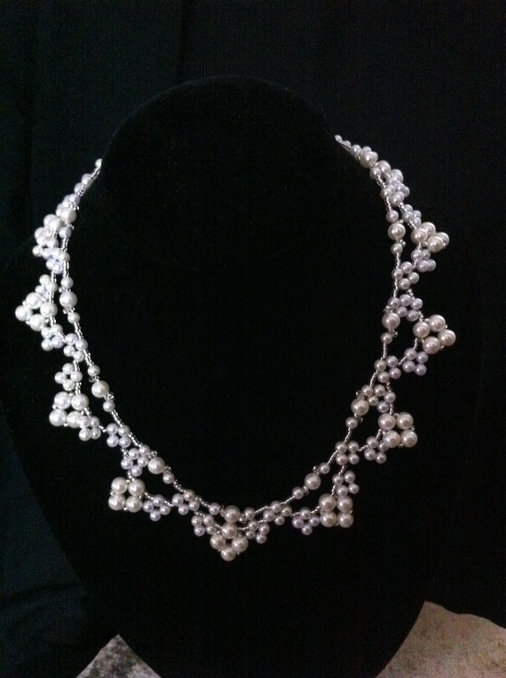 Four Pearl Triangle Collar by MadeByMaraSmith on Etsy