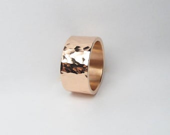 9mm Wide Hammered Copper Ring Made to Order Engraving Available