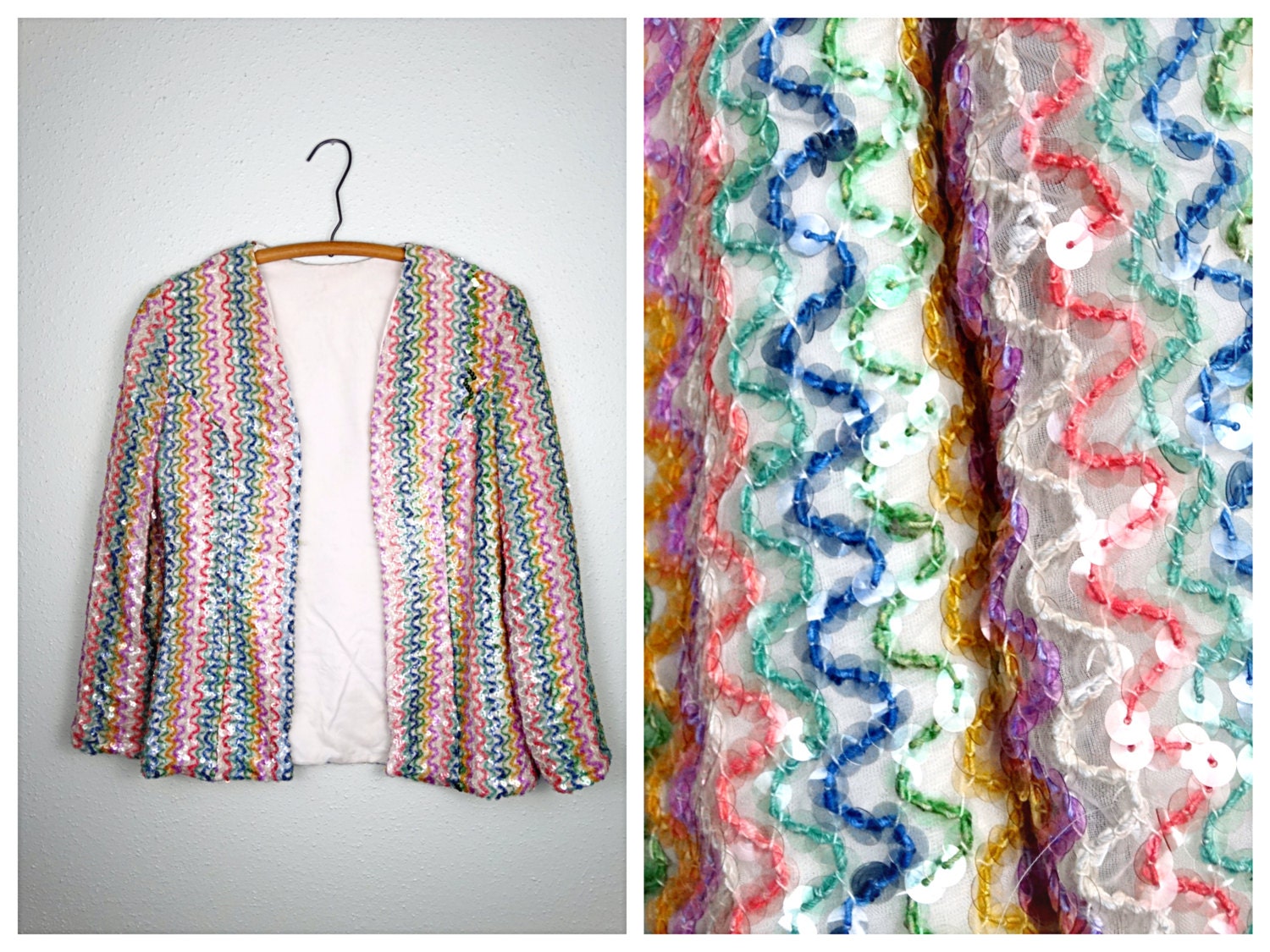 Pastel Sequin Light Jacket / Rainbow Sequined Cardigan