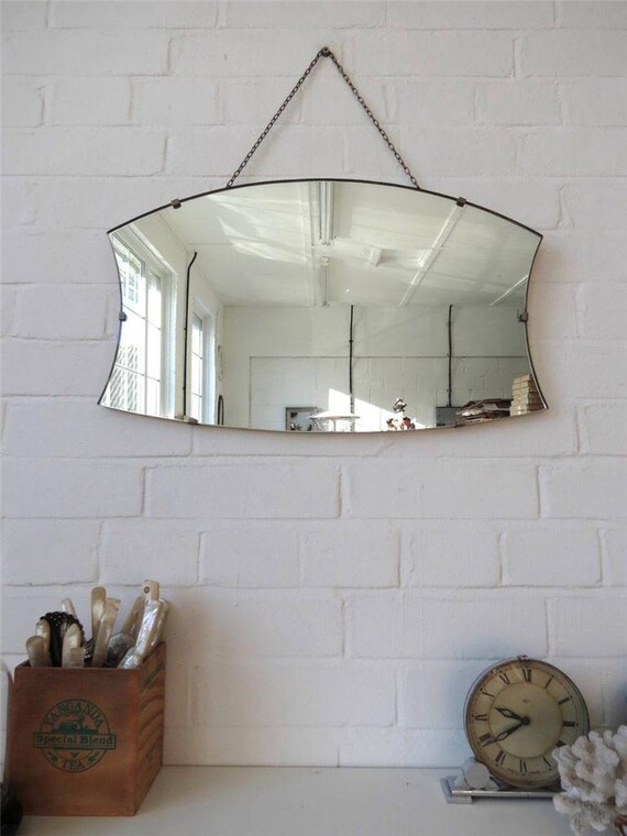 Vintage Art Deco Wall Mirror or Frameless Mirror Lovely Shape
