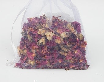 Rose Sachet - Dried Rose Petals - Natural Fragrance - Essential Oil
