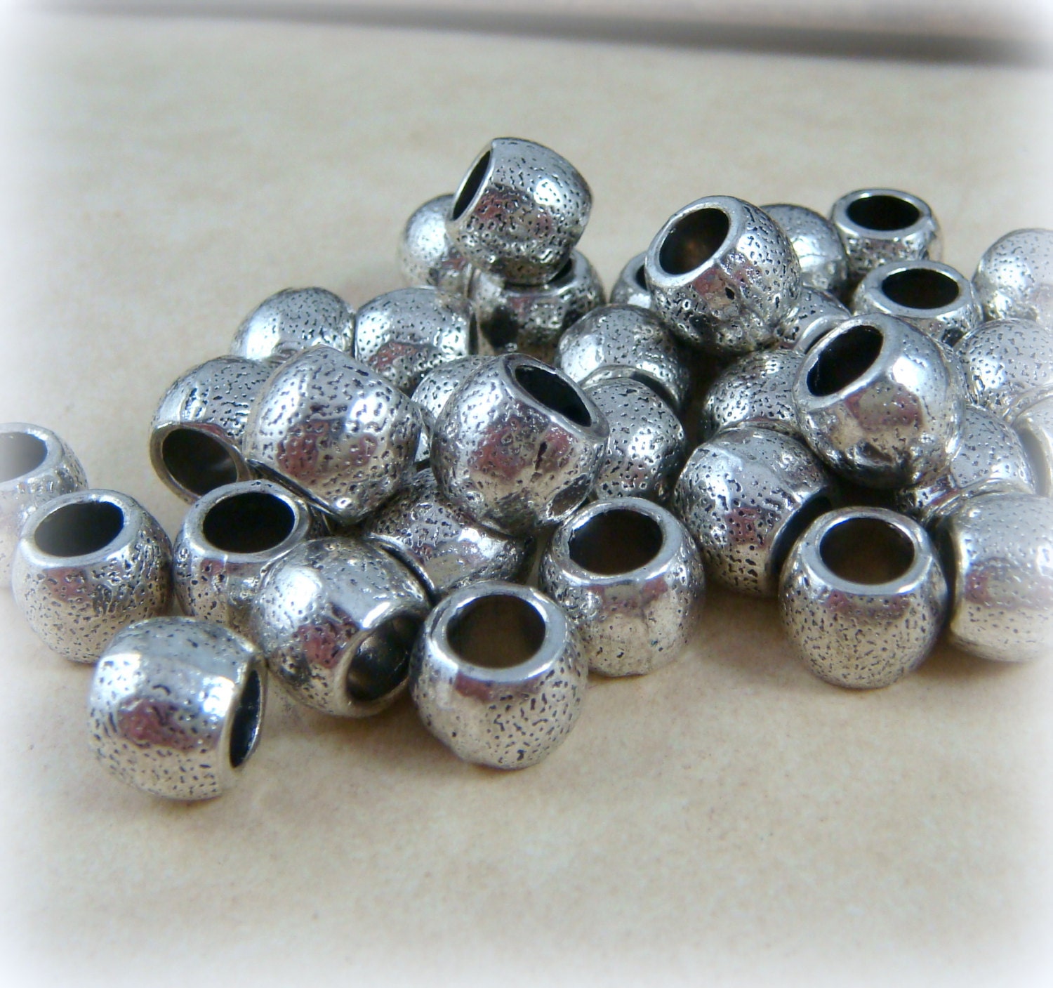 Large Hole Metal Bead Silver Large Hole Bead 4.5mm Hole