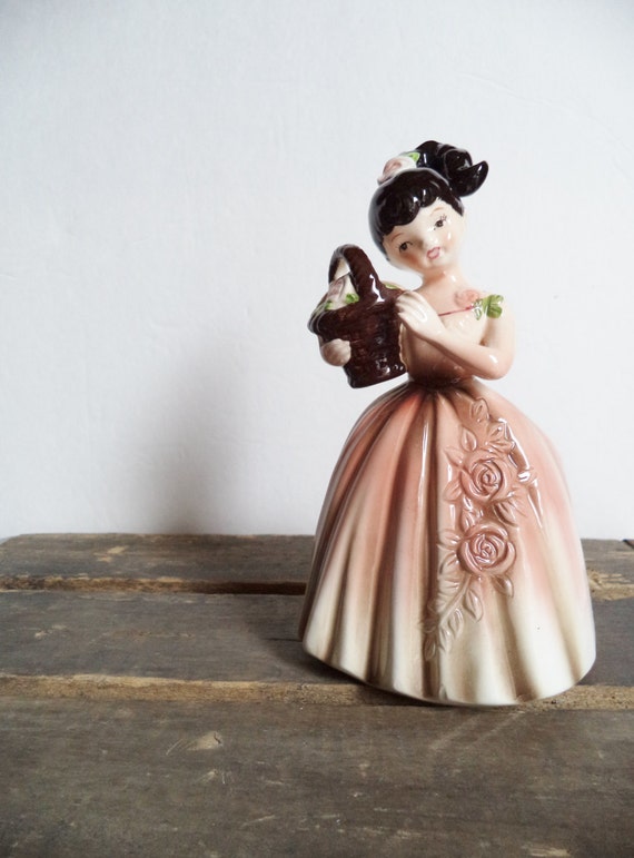 Vintage Girl Figurine Planter Enesco by SPARKLESandSASS on Etsy