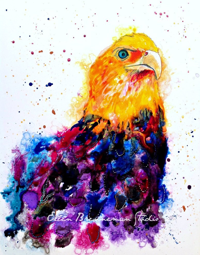 Bald Eagle Spirit animal totem art print by EllenBrennemanStudio