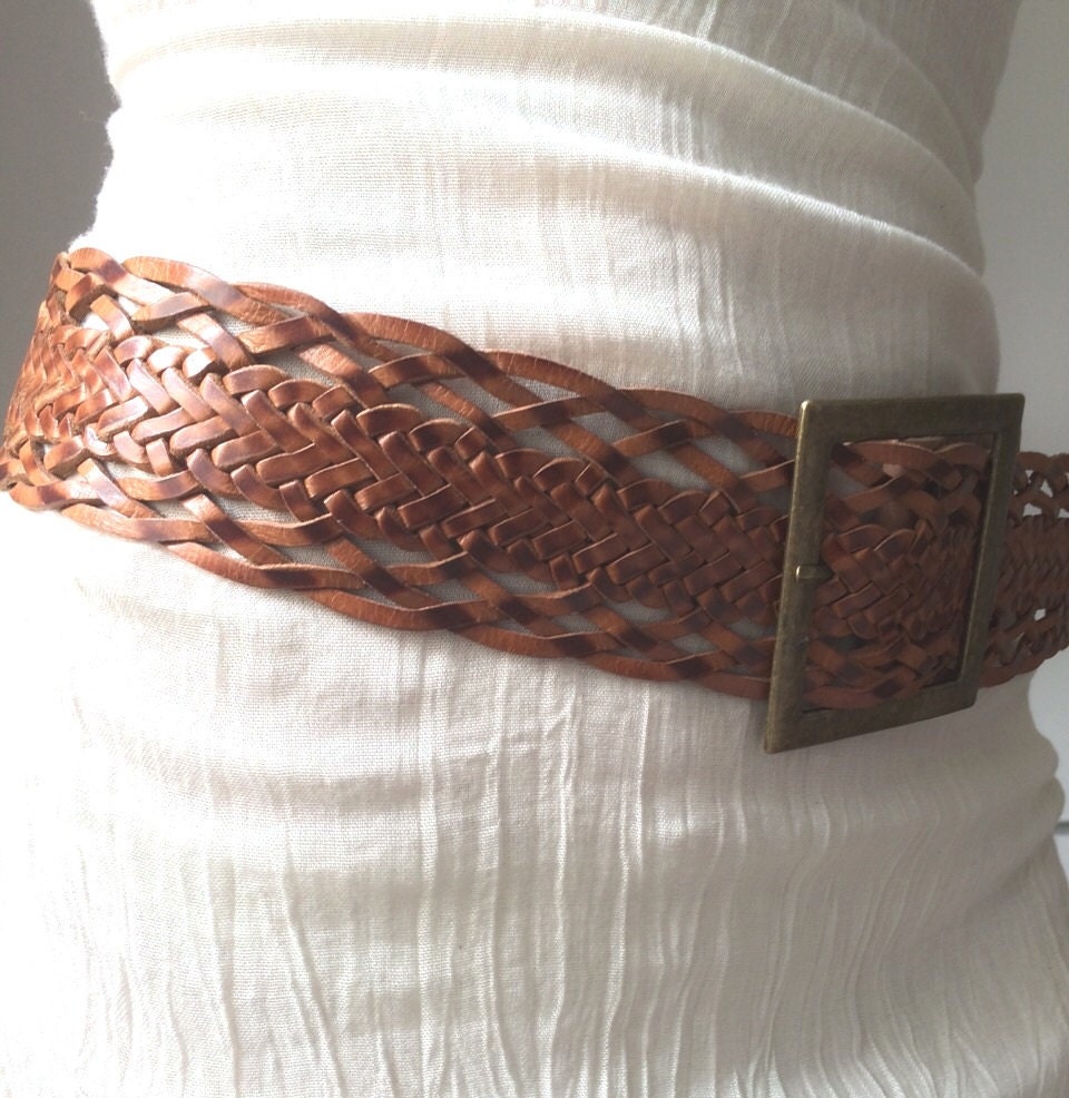 WIDE LEATHER BELT Braided leather belt tribal by ScandaloAlSole
