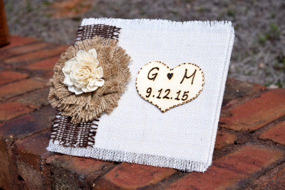 Wedding Burlap Guest Book - Burlap Wedding Guest Book - Shabby Chic Wedding - Rustic Wedding - Wedding Advice Book by CountryBarnBabe