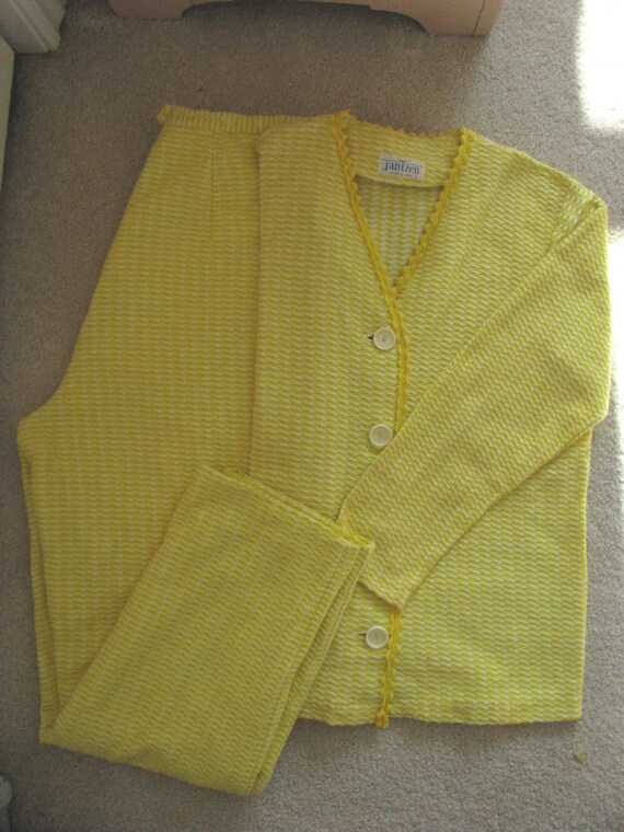 Yellow Pant Suit 2 piece by Jantzen Vintage Made in USA Medium