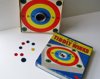 Tiddly Winks Game - Bulls Eye Brand, Kids Toy, Winks and Game Board, Whitman Publishing, All Ages, 1960s Games