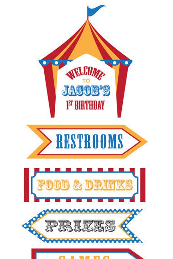 Editable Free Printable Carnival Directional Signs