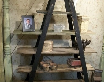 Double 6 Step Ladder Shelf Frame - We Will Paint Or Leave It Natural