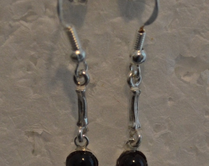 Red Garnet Dangles, 5mm Red, Natural, Set in Sterling Silver Bezel Cup E690