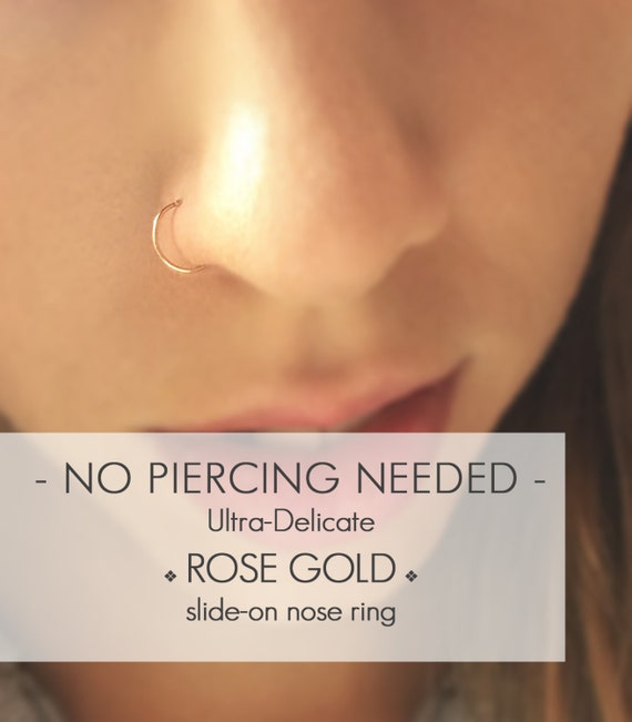 14k Rose Goldfilled Fake Nose Ring Delicate Rose Gold Faux