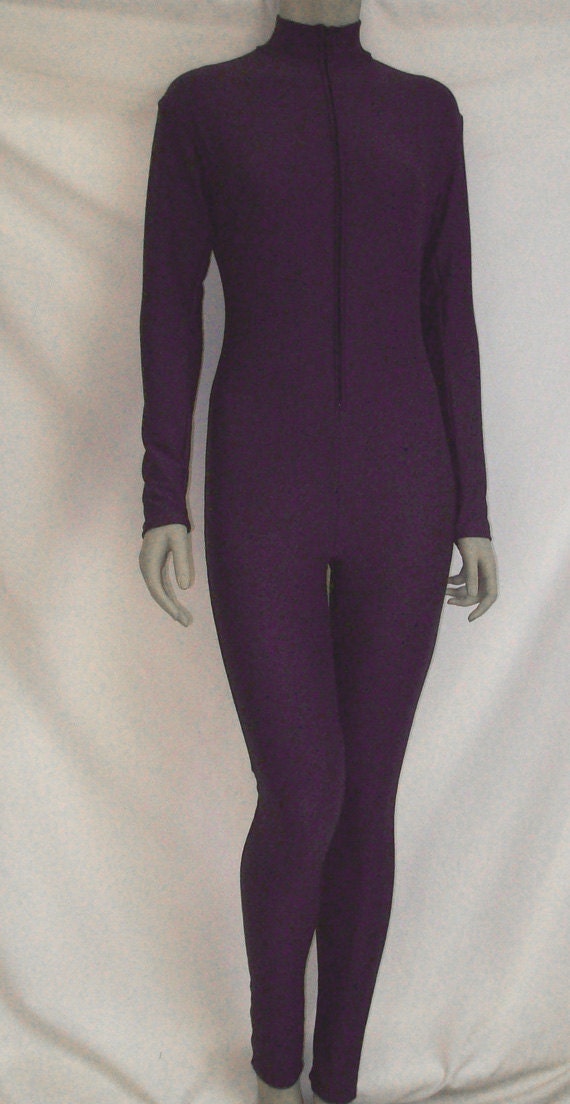 Dark Purple Warm Knit Unitard Jumpsuit Bodysuit Medium