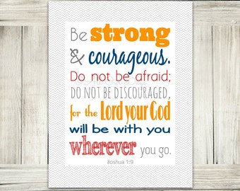 Boys Room Decor, Kids Bedroom, Boys Bedroom, Kids Room Decor, Kids Room, Bible Wall Art, Scripture, Joshua 1:9, Be Strong and Courageous
